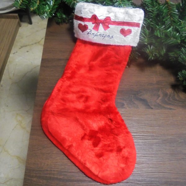 Χριστουγεννιάτικη κάλτσα με εκτύπωση κόκκινη