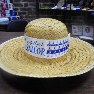 Ψάθινο καπέλο με εκτύπωση μονόχρωμη