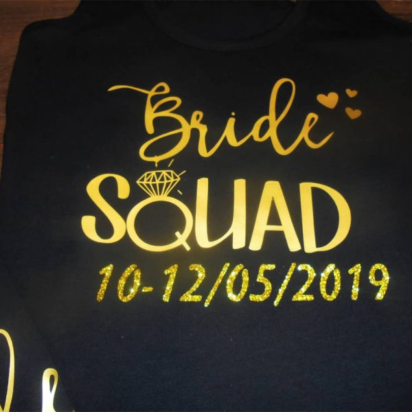 Μπλουζάκια για bachelor party bride squad με εκτύπωση